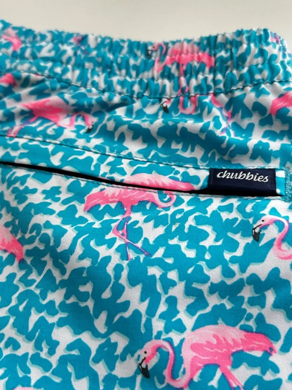 Chubbies The Domingos Flamingos Boys Swim Trunks Youth M 10/12 Mesh Lined